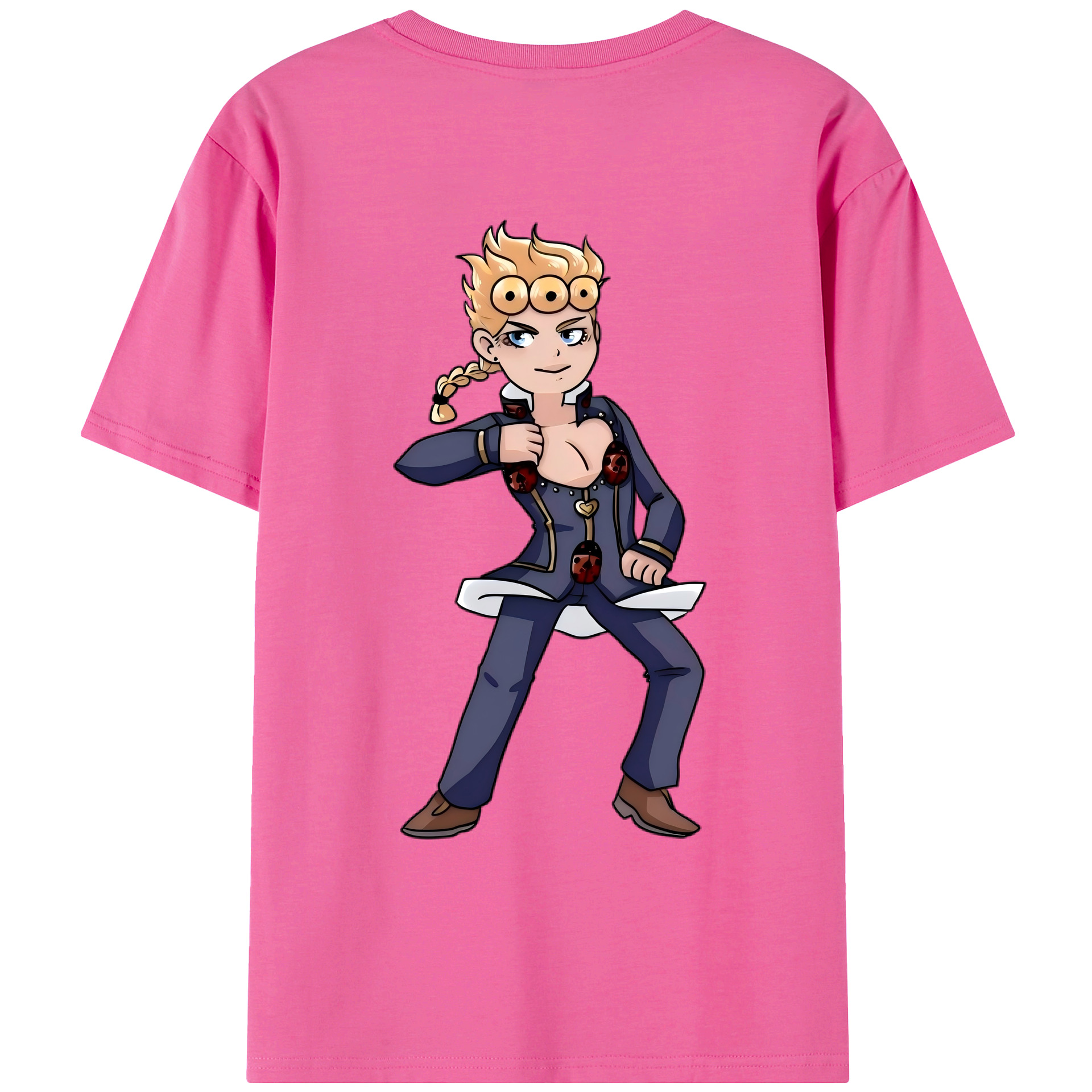 （画像用） ジョジョの奇妙な冒険 ジョルノ?ジョバァーナ JoJo's Bizarre Adventure Giorno Giovanna レディース半袖Tシャツ(バックプリント)